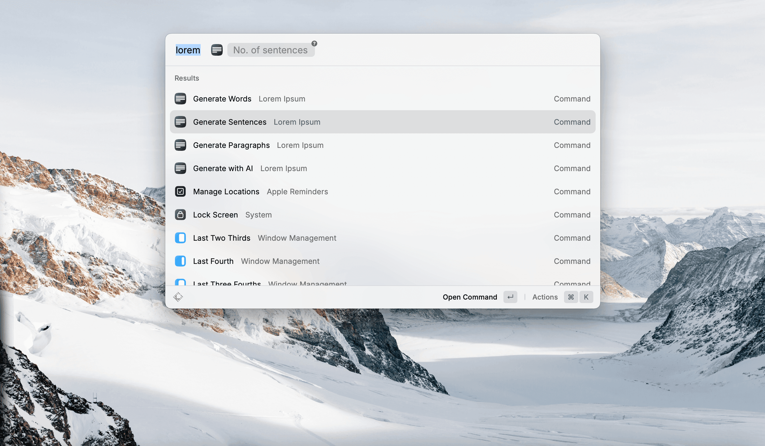 Generate Lorem Ipsum in Raycast