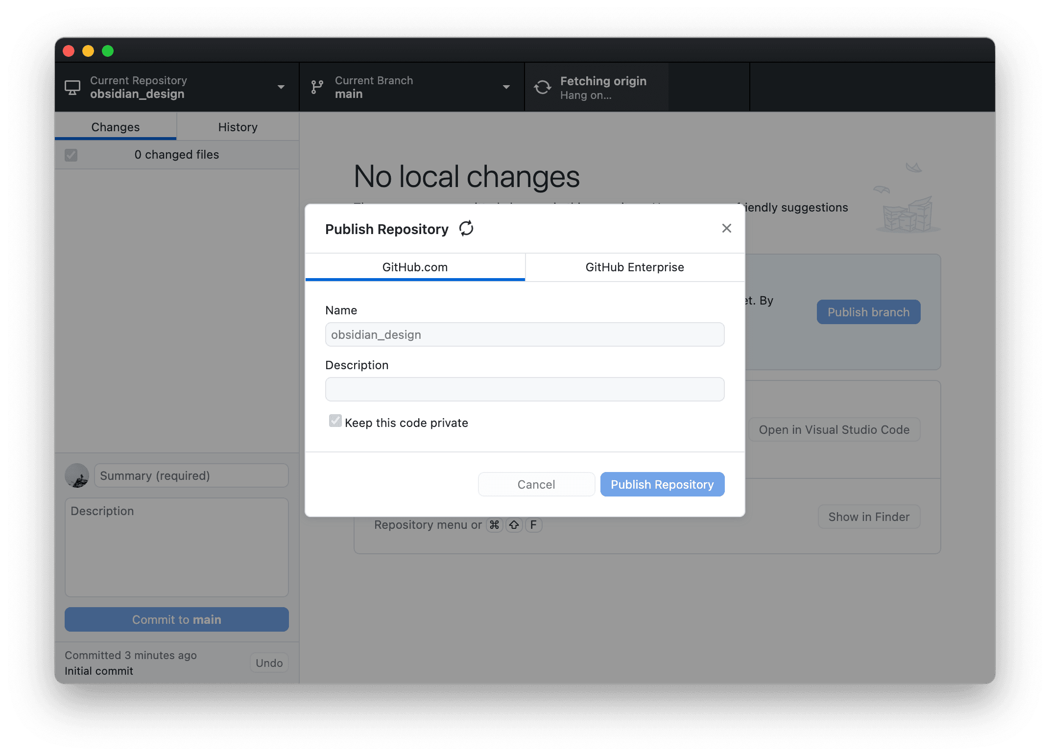 Select “Keep this code private” to set the repository as private instead of public.