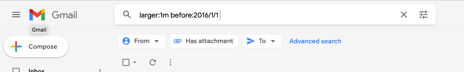 Text Query in Gmail Search Box is great to filter anything