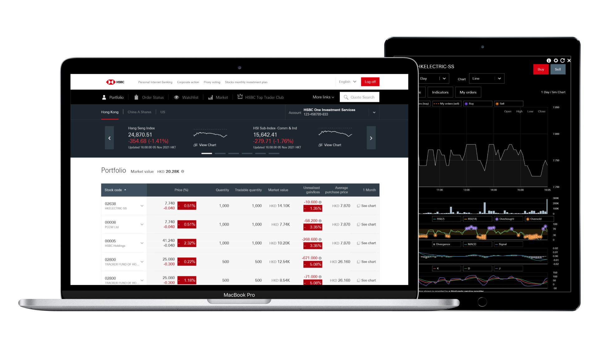 Screenshot of HSBC Stock Trading Browser