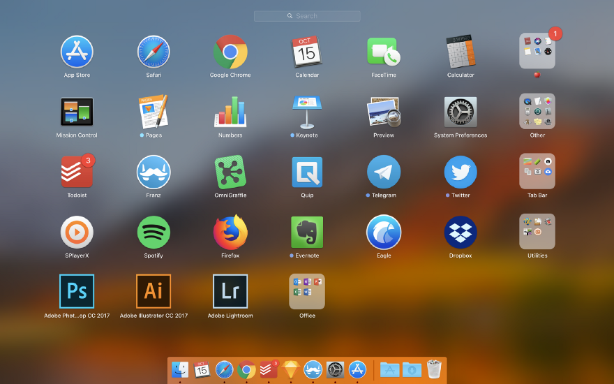 I also tidy up Launchpad since pinching is way easier to type an App’s name in Spotlight (Keep in one page)